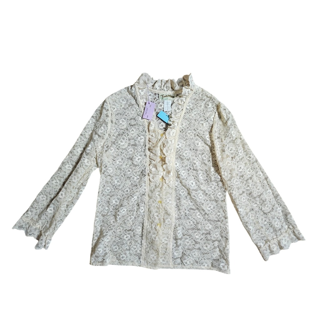 VTG Tumbleweeds Lace Ruffle Blouse Top 16 Prairie Cottagecore Boho Mod 70s NWT.
